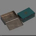 Open Green Metal Box Featuring Silver Interior And Gold Lid Pattern 3d model