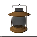 Copper Hanging Lantern With Glass Shade And Metal Frame Design