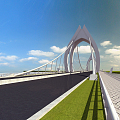 Modern Bridge Bridge Road Landscape 3d model