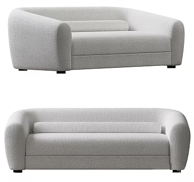 Modern Two Seater Sofa With Light Gray Upholstered Fabric And Sleek Armrests 3d model