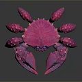 Pink Purple Gradient Crab With Blue Eyes And Spiky Textured Shell 3d model