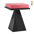 Modern Minimalist Solid Walnut Wood Single Chair With Comfortable Bright Red Fabric Padded Seat