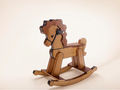 Classic Wooden Rocking Horse Toy With Handcrafted Design For Kids Nursery Decor 3d model