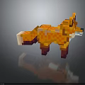 Pixel Art Fox 3D Rendered Colorful Character With Vibrant Orange Fur And Purple Legs
