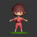 Cartoon Character With Red Hair And Red Outfit Standing On Green Base Platform