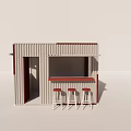 Modern Container Building Featuring Bar Counter And Red Stools For Outdoor Use 3d model