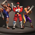 Action Figures Fighting Style Colorful Costumes Battle Poses On Black Display Base