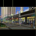 Modern Commercial Street With Luxury Brand Storefronts Pedestrians And High Rise Buildings