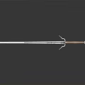 Traditional Long Handle Weapon with Metal Spearhead Forked Design and Wooden Grip