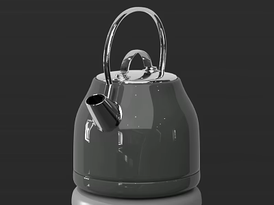 Sleek Modern Kitchen Appliance Electric Kettle With Silver Finish And Ergonomic Handle 3d model