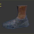 Vintage Gray Leather Shoes With Distressed Design And Brown Ankle Part
