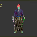Character In Blue Kimono Holding Two Swords With Spiky Hair Standing