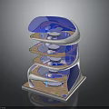 Modern Multi Floor Building With Blue Glass Top And Open Interior Design