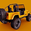 Yellow Open Top Jeep With Large Off Road Tires And Classic Design