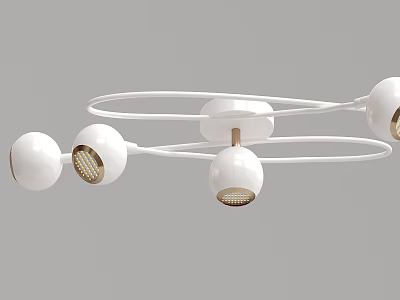 Modern White Ceiling Light With Circular Design And Spherical Lamps 3d model