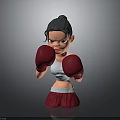 Woman In Boxing Stance Wearing Red Gloves White Tank Top And Red Shorts