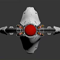 Futuristic Spacecraft With White Silver Body And Red Engine Components For Space Exploration
