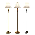 Gold Copper and Silver Floor Lamps with Classic Design and White Shades