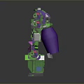 Green And Purple Robot Models With Mechanical Structure And Size Contrast