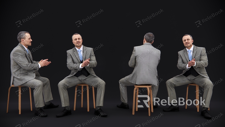 Modern Men Sitting Business Men model