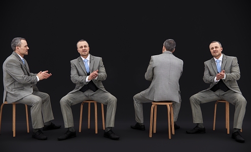 Modern Men Sitting Business Men 3d model