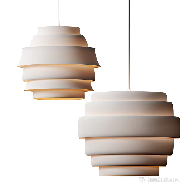 Modern White Layered Pendant Lights With Contemporary Design For Home Decor 3d model 
