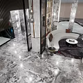 Elegant Modern Hotel Lobby With Polished Marble Floor Green Plant And Sofa Seating
