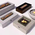 Stylish Outdoor Fire Pits In Various Shapes With Concrete Stone And Burning Flames
