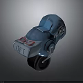 Blue Mechanical Robot Character With Wheel Design ORT Logo And Cross Symbol
