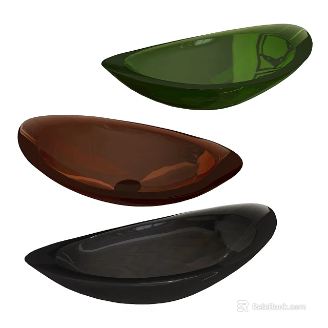 Elegant Green Brown Black Glass Washbasins In Oval Modern Design For Bathroom 3d model 