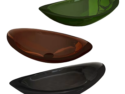 Elegant Green Brown Black Glass Washbasins In Oval Modern Design For Bathroom 3d model