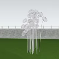 Dandelion Shaped Outdoor Lights With Purple White Illumination For Night Garden Landscape