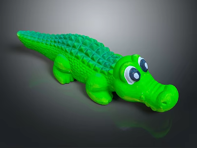 Green Crocodile Shaped Kids Chair With Textured Surface And Big Eyes 3d model
