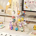 Transparent Multilayer Display Shelf for Cute Cartoon Figurines Desktop Storage