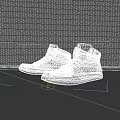 Stylish Red High Top Shoes With Black Graffiti Patterns On Red Brick Wall Background