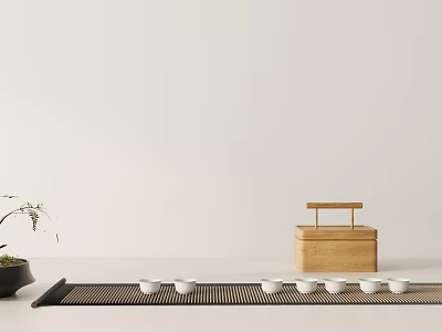 New Chinese Tea Cup Ornaments Combination 3d model