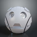 White Spherical Futuristic Device With Circular Eye Like Structures And Surface Lines 3d model
