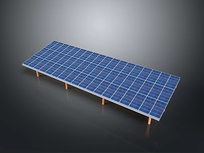 Laptop Solar Charging Panel With Blue Photovoltaic Cells And Orange Supports 3d model