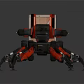 Red Mechanical Spider Robot Carrying Wooden Crate With Mechanical Legs