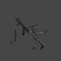Green And Black Tactical Pistol With Textured Grip And Picatinny Rail Design