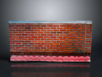 Building Structure With Red Brick Wall And Red Decorative Base Design Element 3d model