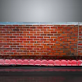 Building Structure With Red Brick Wall And Red Decorative Base Design Element