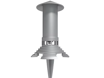 Gray Outdoor Cylindrical Structure With Dome Top And Spiked Layered Base 3d model