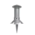 Gray Outdoor Cylindrical Structure With Dome Top And Spiked Layered Base