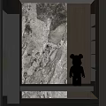 Modern Luxury Entryway Hallway With Marble Wall Art Sculpture And Wooden Cabinets