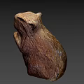 Hand Carved Wooden Beaver Sculpture With Detailed Craftsmanship And Natural Texture