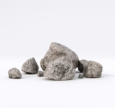 Natural Stone And Wood Decorative Pieces With Textured Surfaces For Home Design 3d model