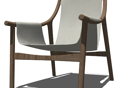 Modern Wooden Frame Armchair With Fabric Seat Backrest And Curved Armrests 3d model