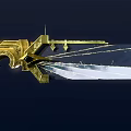 Ornate Golden Decorated Weapon With Red Hilt And Shiny Metal Blade