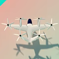 White Multirotor Drone With Streamlined Design And Multiple Rotors For Aerial Use